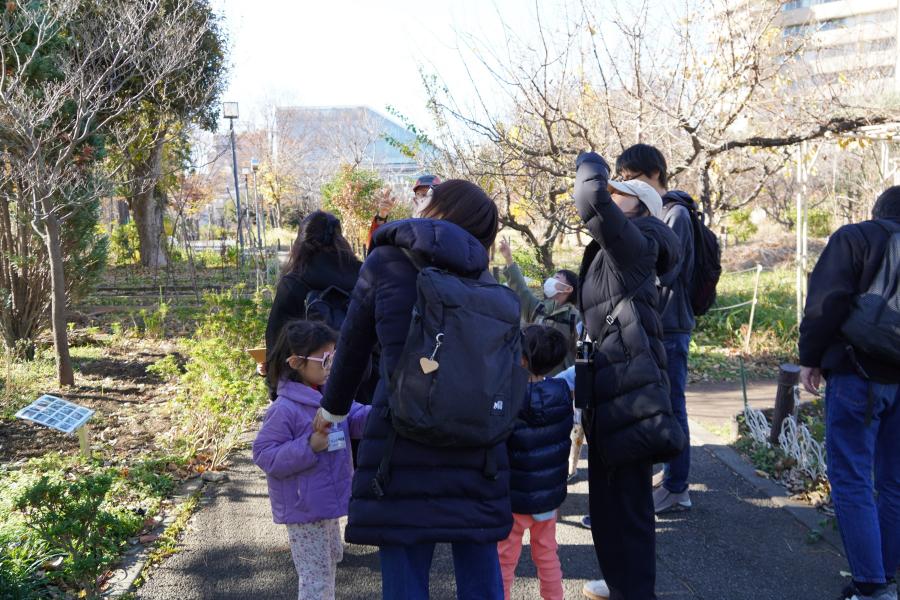 中目黒公園を散策する参加者