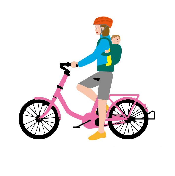 おんぶ紐で自転車