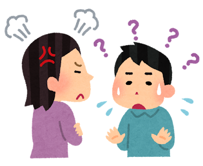 他人を怒らせて困っている人のイラスト