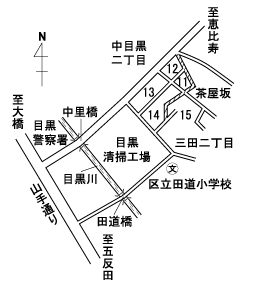 茶屋坂周辺の地図