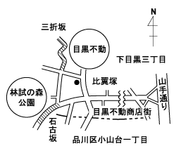 三折坂付近の地図