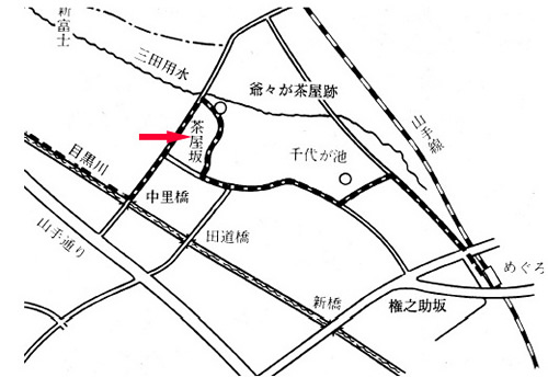 茶屋坂への案内図