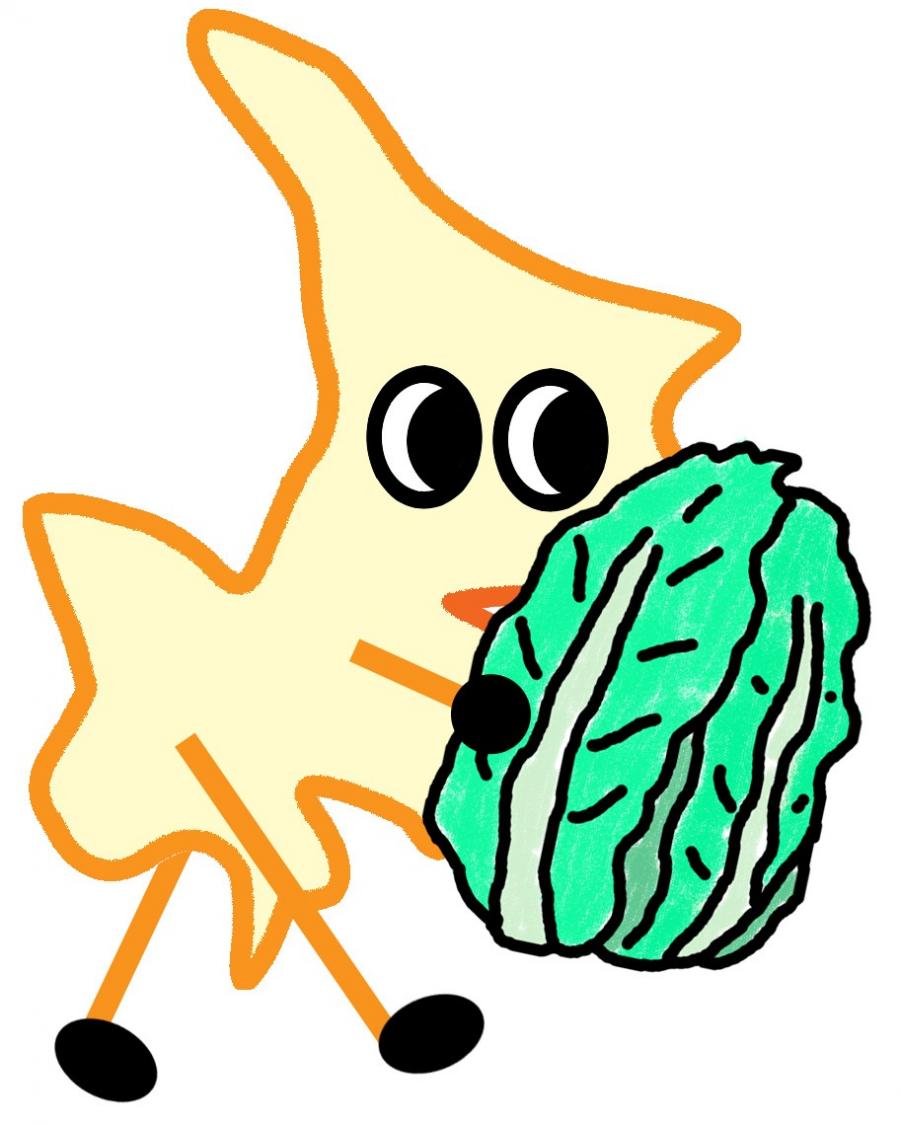 白菜を持つめぐろッチの画像