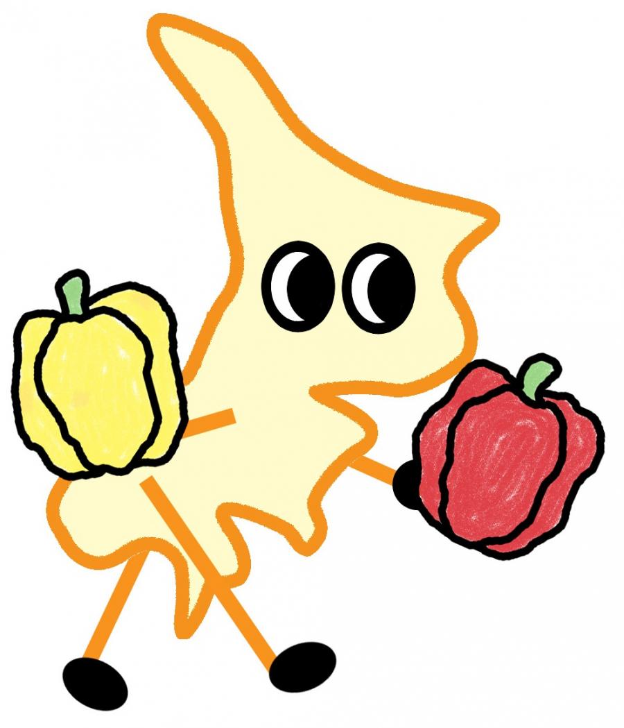 パプリカを持つめぐろッチの画像