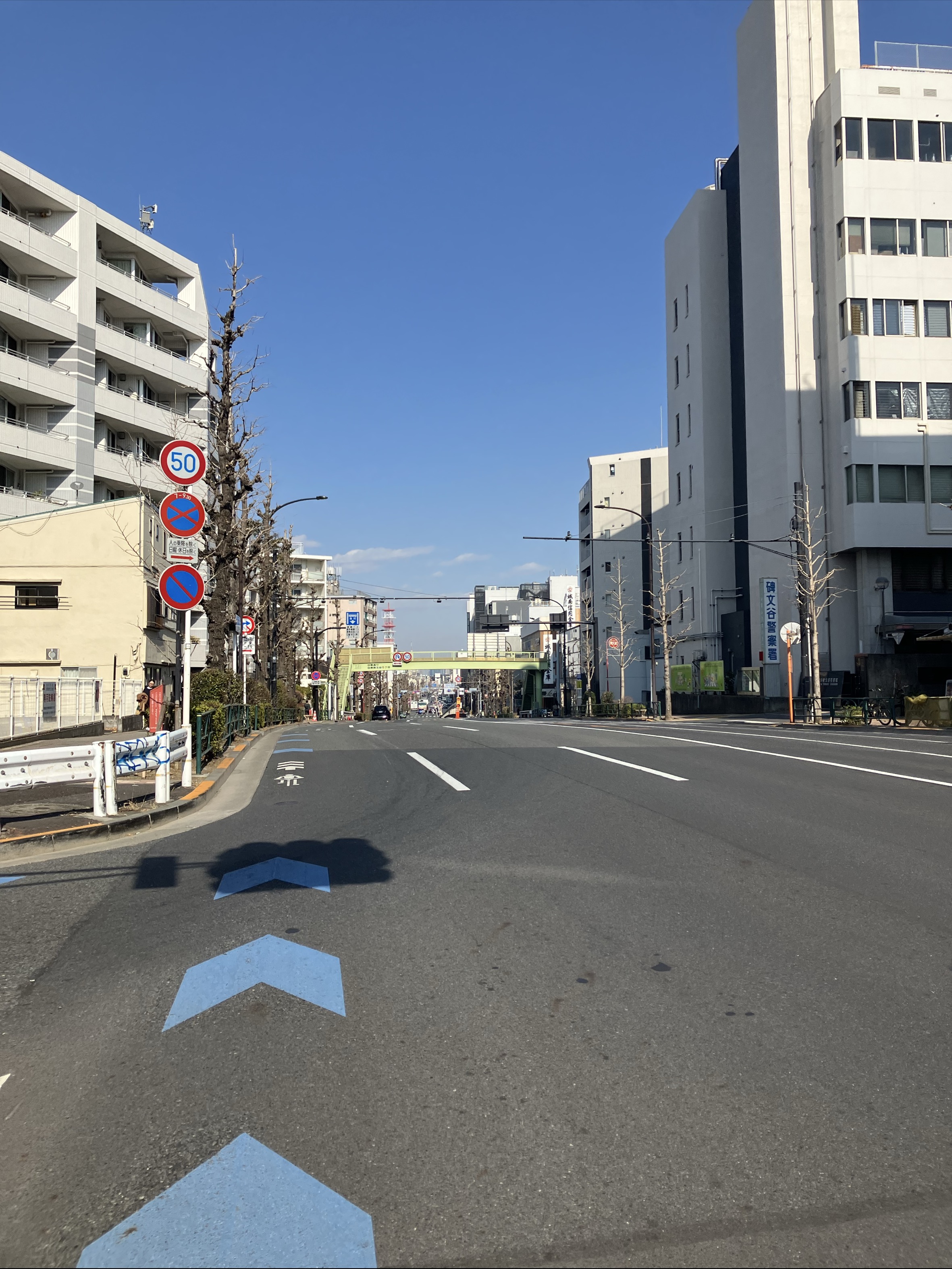 柿の木坂陸橋から目黒駅方面を見た景色