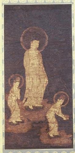 絹本著色阿弥陀三尊来迎図の写真