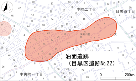 油面遺跡の位置図