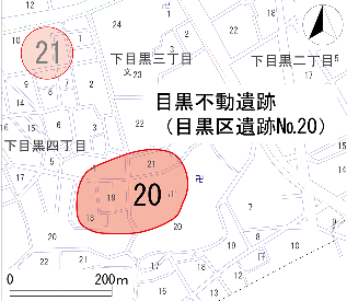 目黒不動遺跡の位置図