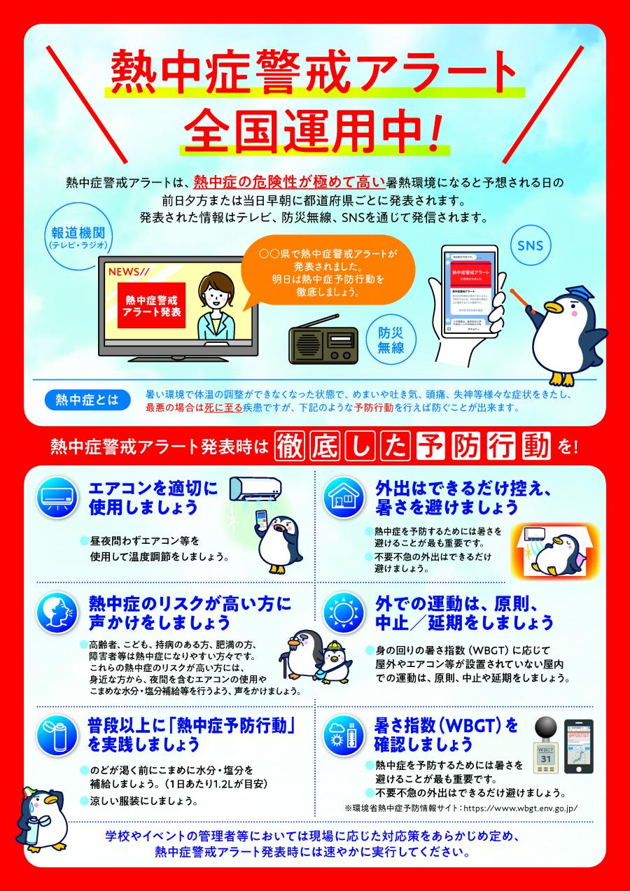 熱中症警戒アラート全国運用中パンフレット表