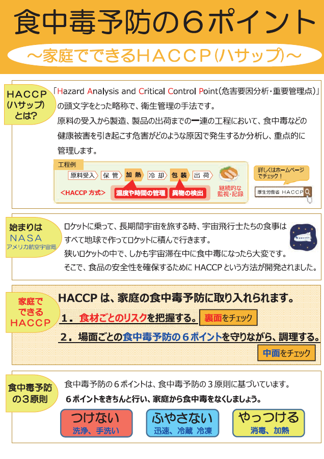 食中毒予防の6ポイント（家庭でできるHACCP）