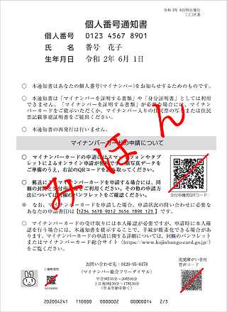 個人番号通知書（案）
