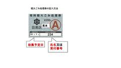 粗大ごみ処理券には収集予定日と受付番号または氏名を記入してください（A券）