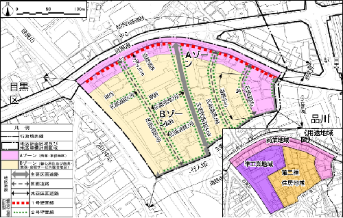 下目黒一丁目地区地区計画区域図の図