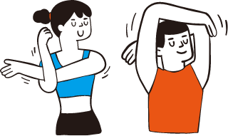 運動の準備をする女性と男性のイラスト