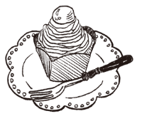 モンブランのイラスト。フォークが添えられている。